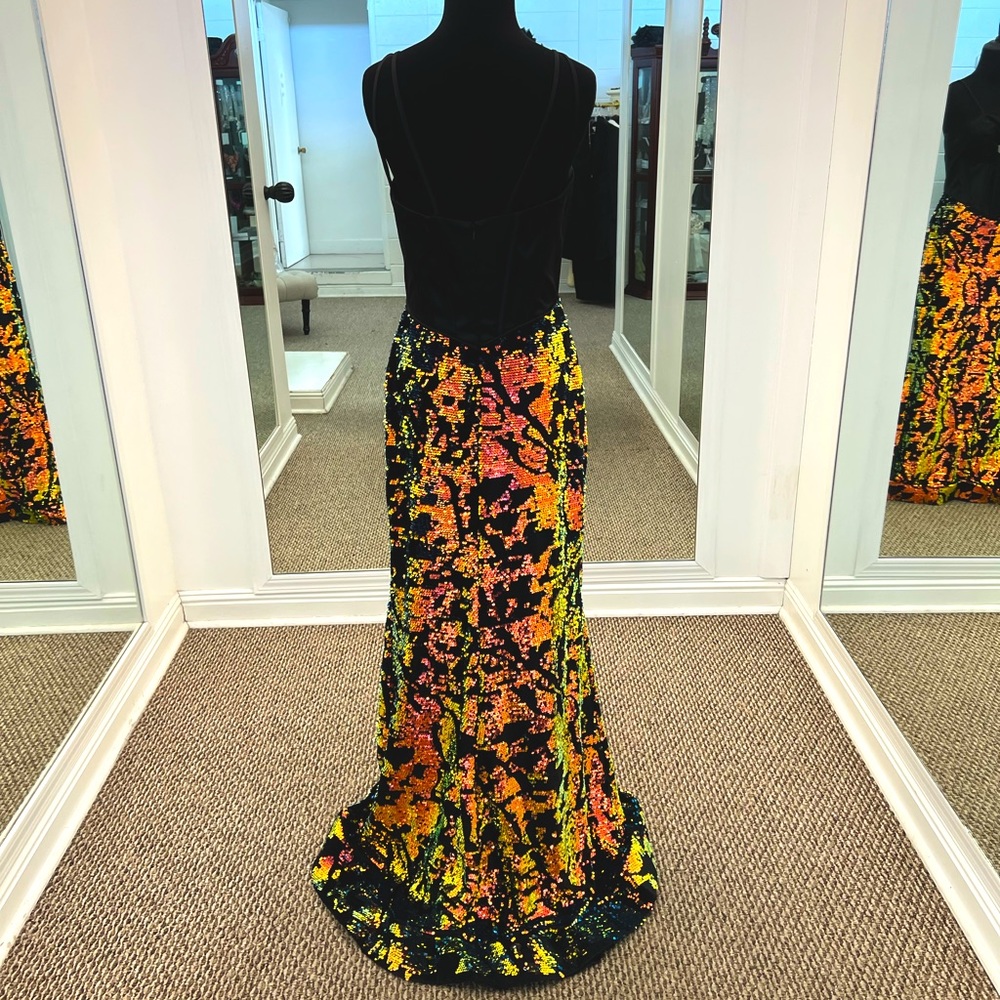 Black Velvet Sequined Val Stefani Prom Gown 3421RA Size 12